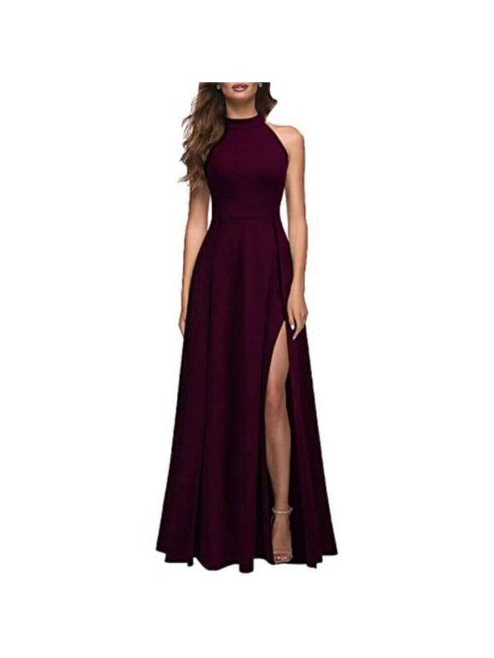Women's Halter Neck Sexy Split Maxi Long Formal Dress